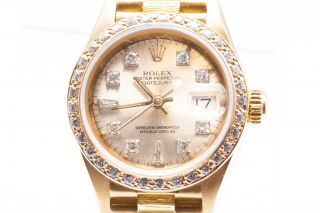 $25,  000 2ct Vs G Diamond 18k Yellow Gold Rolex Datejust Lady President Watch