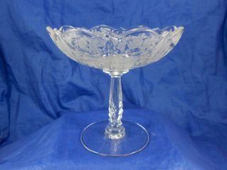 Depression Glass Cambridge Glass Company Rose Point Fluted Compote / Candy Dish
