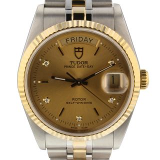 Tudor Prince Date Day Two Tone Golden Diamond Dial Automatic 36 mm Watch 76213 2