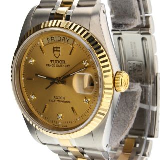 Tudor Prince Date Day Two Tone Golden Diamond Dial Automatic 36 mm Watch 76213 3