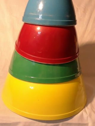Vintage Pyrex Mixing Nesting Bowl Set 1940’s Primary Colors