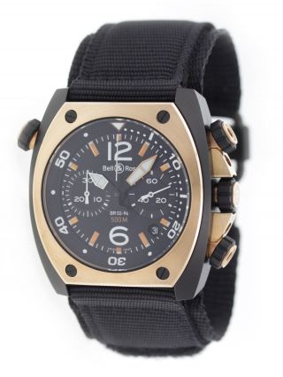 Bell And Ross Br 02 Marine 94 44mm Chrono 18k Rose Gold Pvd Br02 - Chr - Bicolor