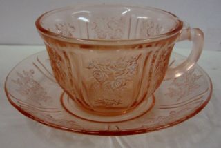 Federal Glass Sharon Pink Cup & Saucer Set More Items Available
