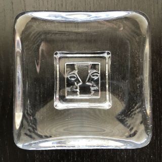 Kosta Boda By Bertil Vallien Glass Friday Dish Of The Day Two Faces Tray Sweden