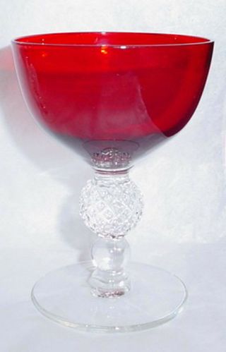 Morgantown Crystal Golf Ball Ruby Pattern Liquor/cocktail Glass - 4 - 1/8 "