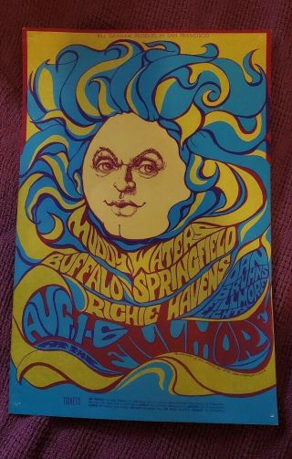 Bill Graham Muddy Waters Buffalo Springfield Richie Havens Fillmore Poster Bg 76