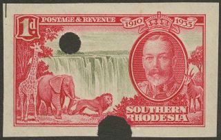 Southern Rhodesia 1935 Kgv Silver Jubilee 1d Imperforate Colour Trial Issued Col