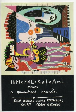 Elvis Costello - Imperial Bedroom 1982 Uk Promo Postcard Barney Bubbles Artwork