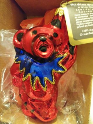 Vintage Grateful Dead Red Dancing Bear ornament.  Made in Poland.  Orig.  box, 3