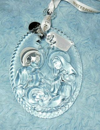 Waterford 2018 Crystal Glass NATIVITY Holy Family Christmas Ornament $60 NIB 3