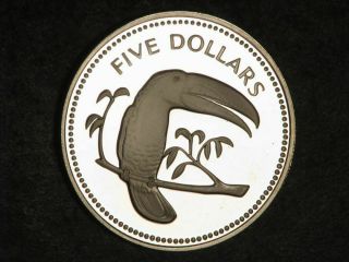 Belize 1974 $5 Toucan Silver Choice Proof