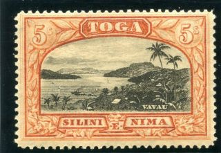 Tonga 1897 Qv 5s Black & Brown - Red (wmk Upright) Mlh.  Sg 53.