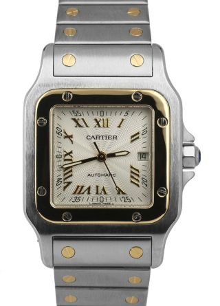 Cartier Santos Galbee Two - Tone Steel 18k Gold Chronograph Date 29mm Watch 2319