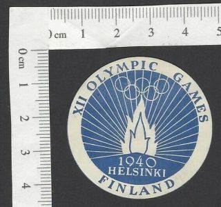 Finland Xii Olympics 1940 Helsinki Poster Stamp Mh