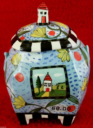 Fantastic Colorful Handcrafted Sugar Bowl By Nancy Gardner One Of A Kind Look