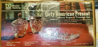 Vintage Early American Prescut Glass 4 Piece Creamer Set (star Of David)