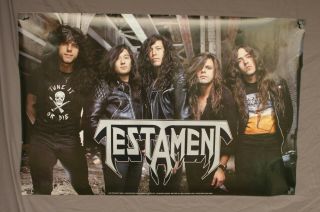Vtg Testament Band Photo Poster Brockum 1990 Thrash Metal Anthrax Exodus Slayer
