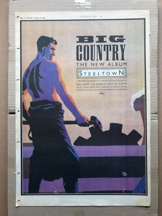 Big Country Steeltown Poster Sized Music Press Advert From 1984 Aged/ed