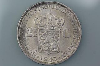 Netherlands East Indies 2½ Gulden Coin 1943d Km 331 Extremely Fine