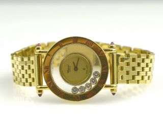 Solid Gold Ladies 18k Gold Chopard Happy Diamonds Watch Ref 4085