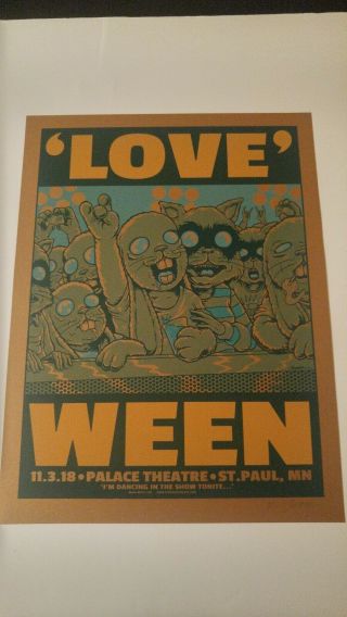 Rare Ween Print Jermaine Rogers Gold Variant St Paul Gig Poster Bunnies Night 1