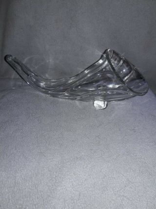 Vintage Clear Glass Cornucopia Horn of Plenty Footed Table Centerpiece 13 Inches 3