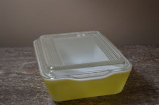 Vintage Pyrex Lemon 503 B Refrigerator Casserole Dish Ribbed Lid (c) 1.  5 Qt