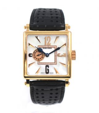 Roger Dubuis Golden Square Rd98 Wristwatch 18k Pink Gold Diamond Mop Dial Box