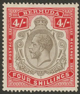 Bermuda 1920 Kgv 4sh Black And Carmine Sg52b Cat £60