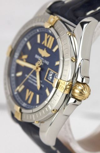 Breitling Galatic 41mm Blue Big Date 18K Two Tone Blue Steel B49350 Swiss Watch 3