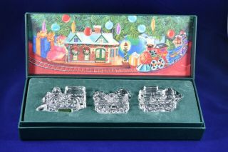 MARQUIS BY WATERFORD CRYSTAL THE CHRISTMAS TRAIN SET OF 3 MADE GERMANY 2