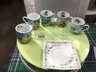 Alice In Wonderland Tea Party Set (5) 3Oz Expresso Cups Saucers Paul Cardew. 3