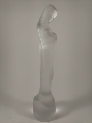 Leerdam Art Deco Frosted Crystal Glass Madonna & Child Sculpture,  Stef Uiterwaal