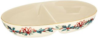 Lenox Winter Greetings Divided Oval Bowl (inbox) Perfect Gift