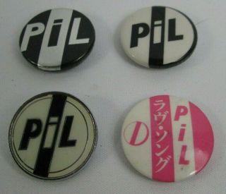 Public Image Ltd Pil 4 X Vintage Early 1980s Badges Buttons Pins Punk Wave