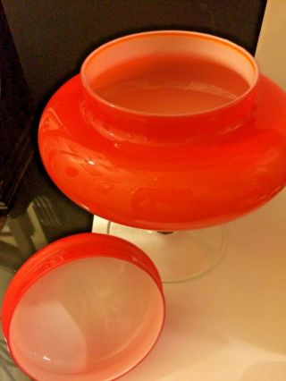 Mid Century Empoli Orange Glass Lidded Apothecary Jar Pedestal Jar 3