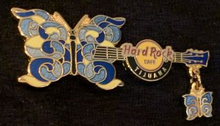 Hard Rock Cafe Tijuana Mexico Butterfly Dangle Guitar Series Pin