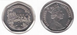 Gibraltar - 50 Pence Unc Coin 2008 Year Christmas Km 1070
