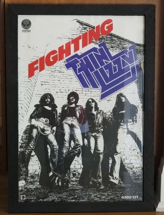Thin Lizzy " Fighting " Uk Vertigo Promotional Poster 1975