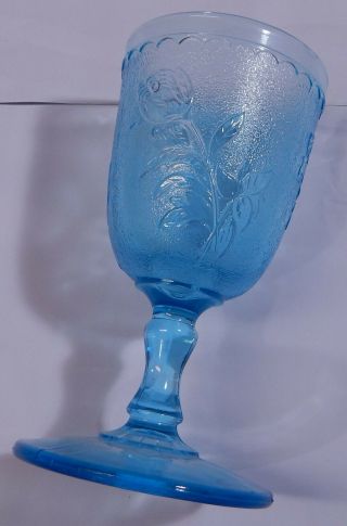 1 Eapg Bryce Glass Rose In The Snow Blue Goblet 5 3/4 "
