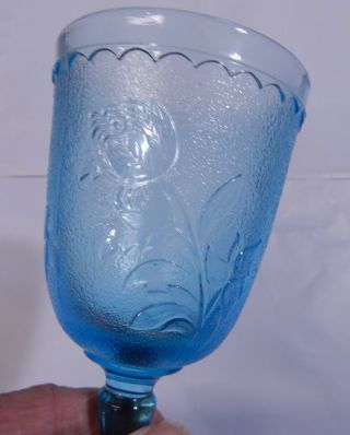 1 EAPG Bryce Glass ROSE IN THE SNOW BLUE Goblet 5 3/4 