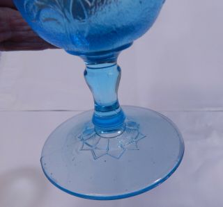 1 EAPG Bryce Glass ROSE IN THE SNOW BLUE Goblet 5 3/4 