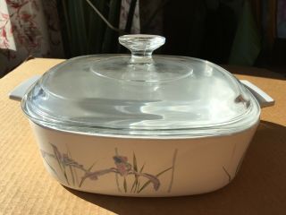 Corning Shadow Iris A - 2 - B 2l Covered Casserole With Pyrex Lid A - 9 - C