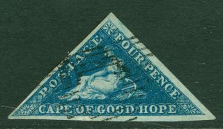 Sg 19 Cape Of Good Hope 1863 - 64.  4d Deep Blue.  Very Fine.  Good To Large.
