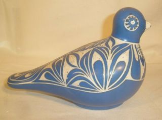 Pablo Zabal Chile Pottery Dove Signed Blue & White 7.  5 " Vintage 1970s Figurine
