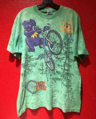 Vintage 1995 Grateful Dead Tie Dye T - Shirt Dead Treads Liquid Blue Xl Vtg Htf