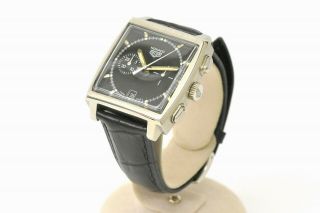 Authentic Tag Heuer Monaco CS2110 Wrist Watch Men Automatic Black Silver Limited 2