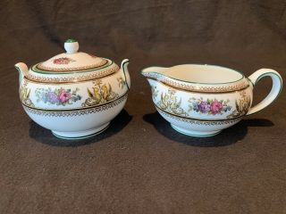 Wedgwood Columbia W595 Sugar Bowl With Lid And Creamer