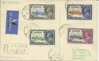 Seychelles 1935 Silver Jubilee Sg128/31 On Reg Airmail Cover To Uk