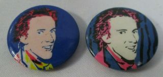 Sex Pistols Johnny Rotten 2 X Vintage Early 1980s 25mm Badges Pins Buttons Punk
